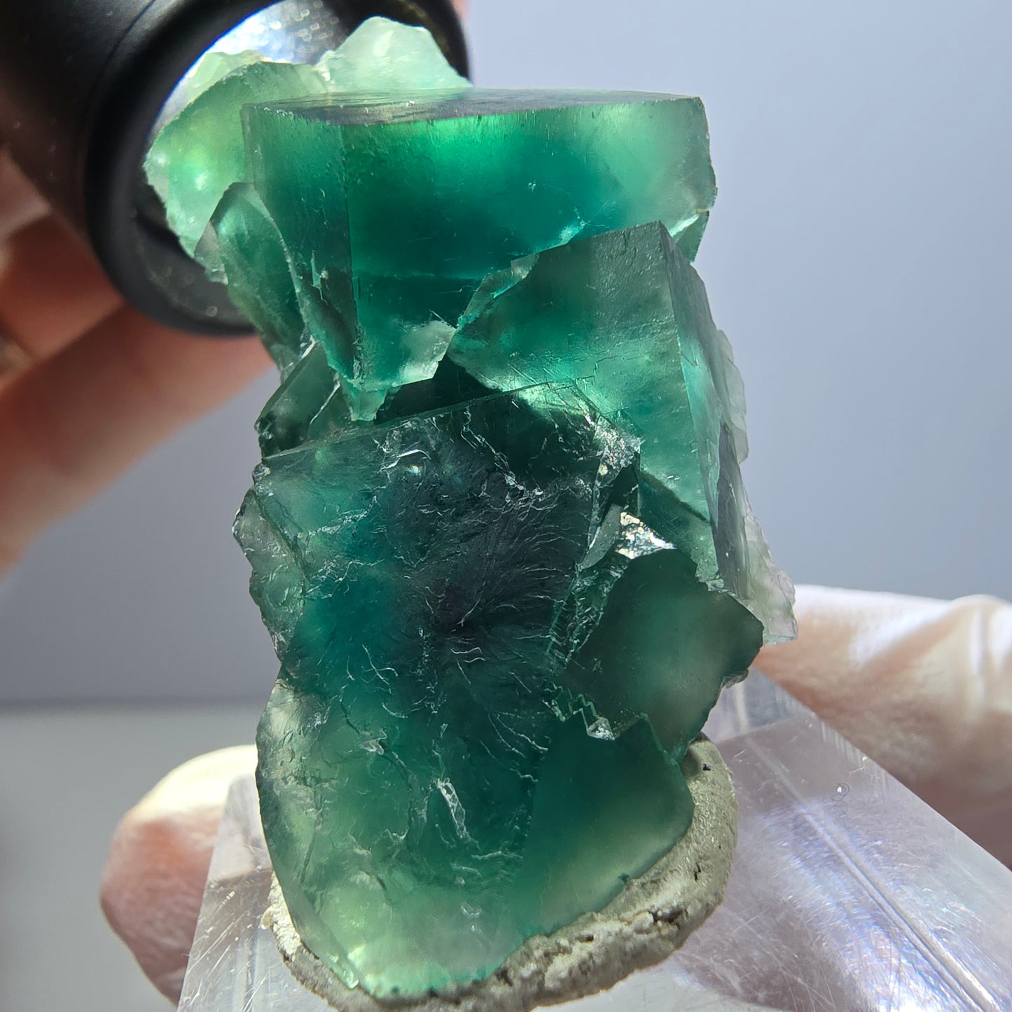 Klarer Phantom Fluorit Würfel parkettiert, grün Okorusu, Namibia 26*26*25mm