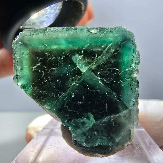 Klarer Phantom Fluorit Würfel parkettiert, grün Okorusu, Namibia 27*26*25mm