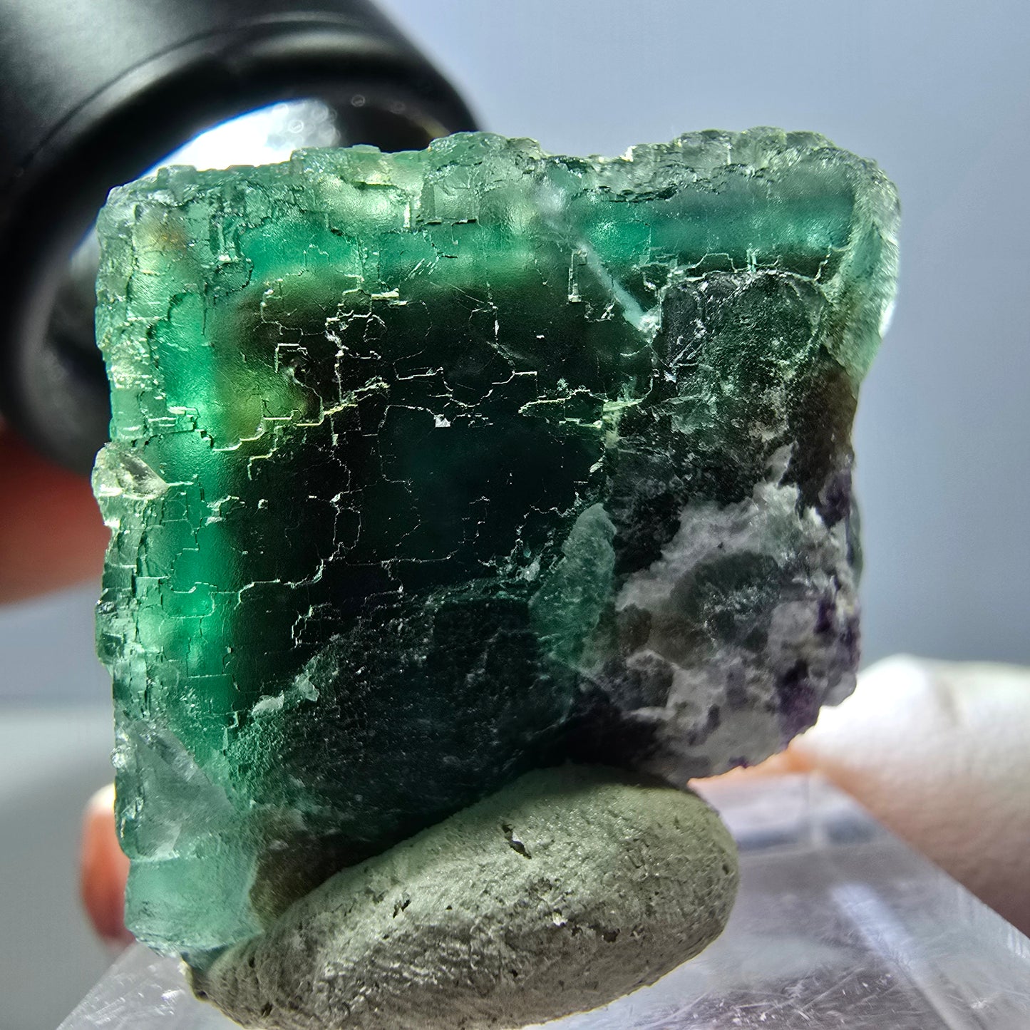 Klarer Phantom Fluorit Würfel parkettiert, grün Okorusu, Namibia 27*26*25mm