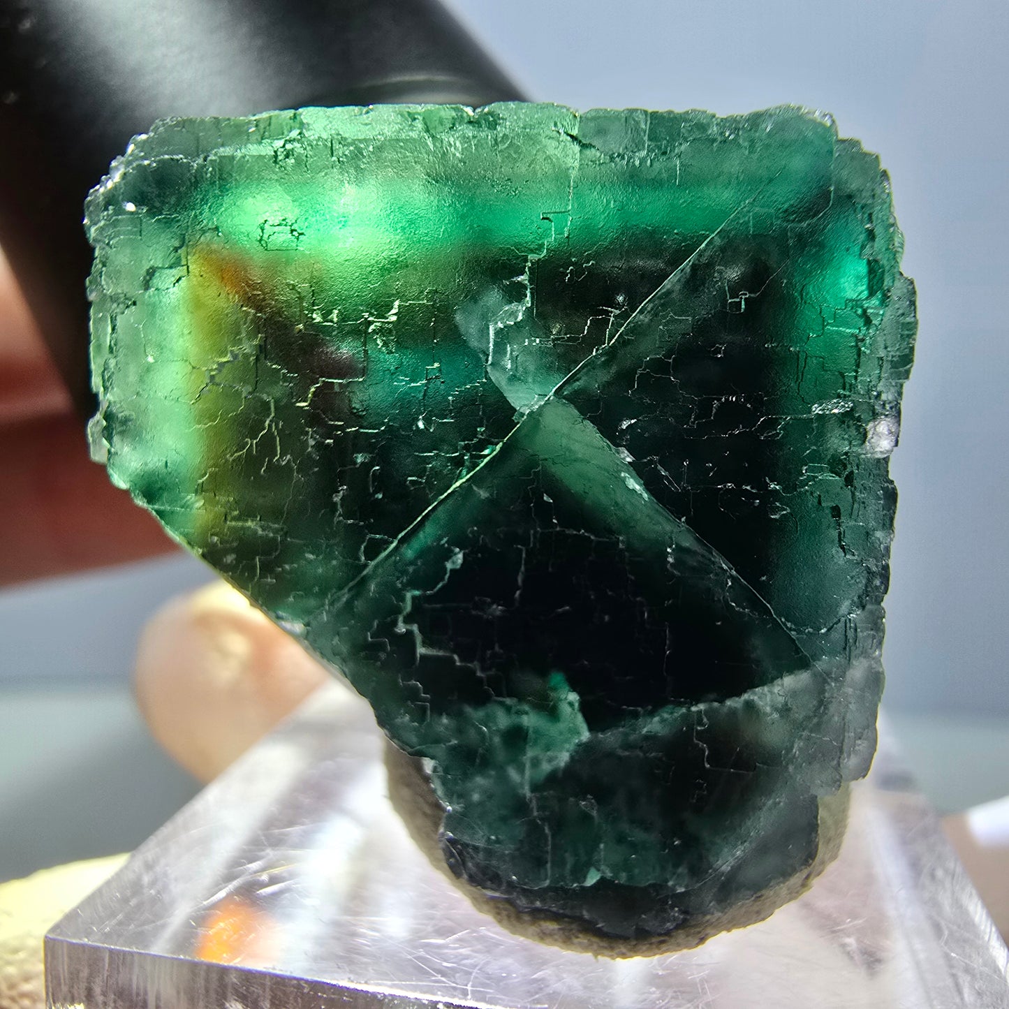 Klarer Phantom Fluorit Würfel parkettiert, grün Okorusu, Namibia 27*26*25mm