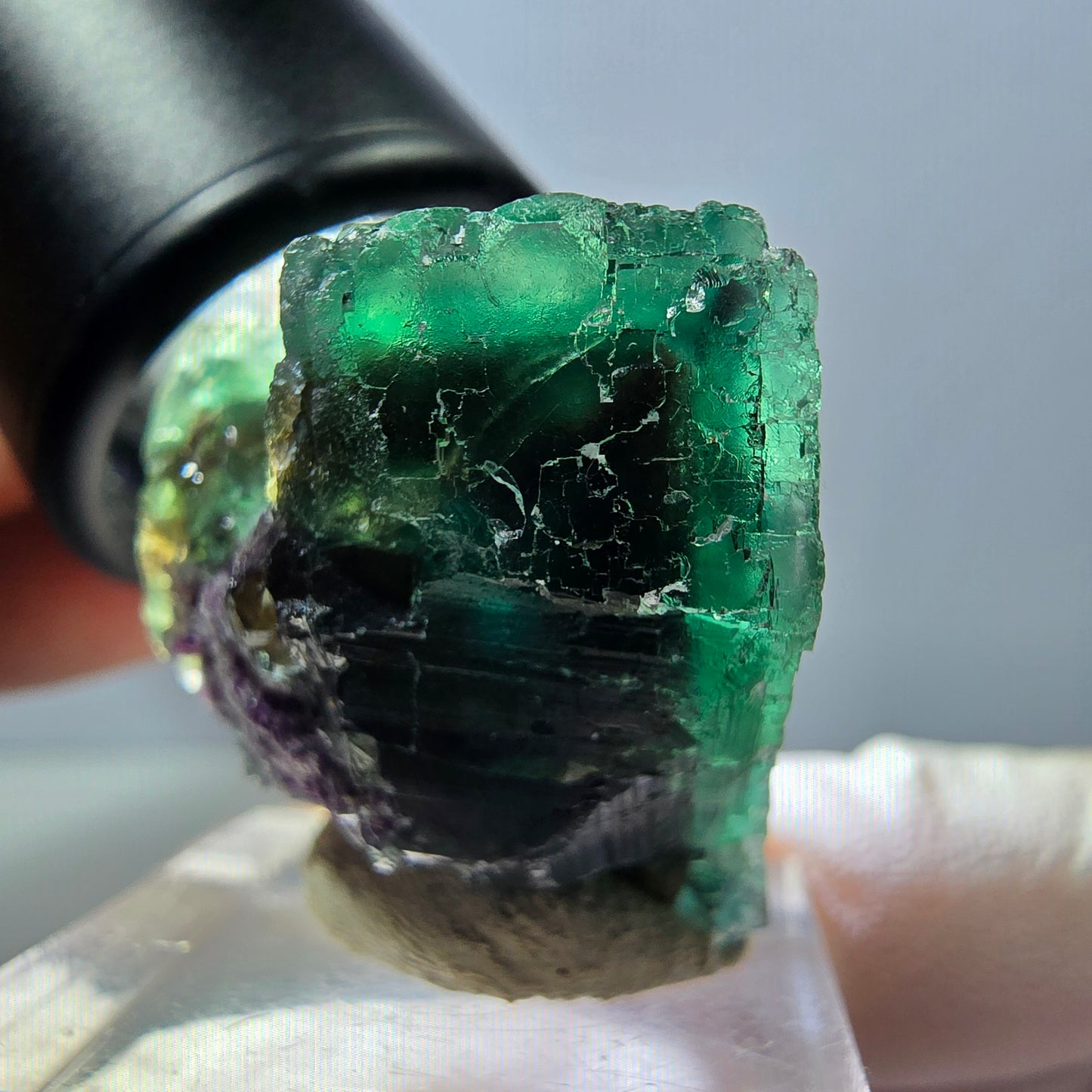 Klarer Phantom Fluorit Würfel parkettiert, grün Okorusu, Namibia 27*26*25mm