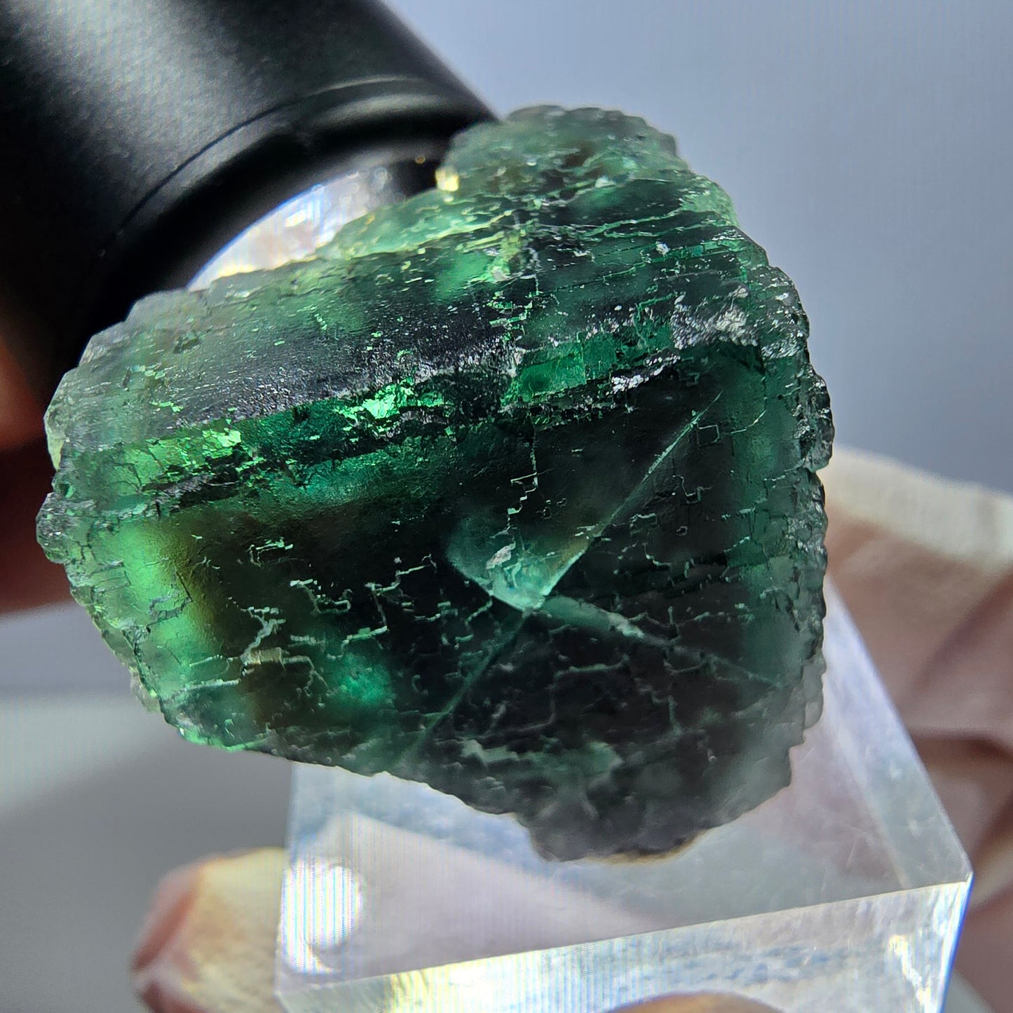 Klarer Phantom Fluorit Würfel parkettiert, grün Okorusu, Namibia 27*26*25mm