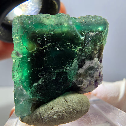 Klarer Phantom Fluorit Würfel parkettiert, grün Okorusu, Namibia 27*26*25mm