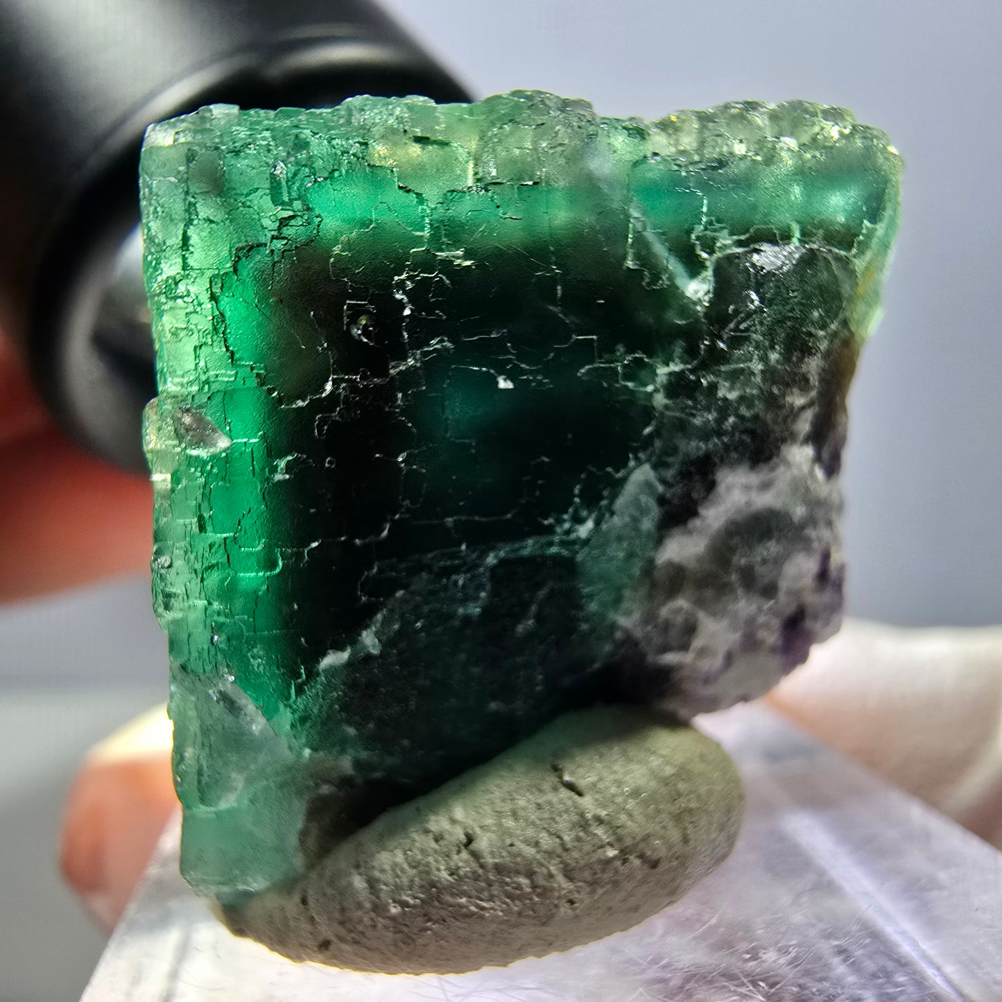 Klarer Phantom Fluorit Würfel parkettiert, grün Okorusu, Namibia 27*26*25mm