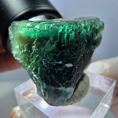 Klarer Phantom Fluorit Würfel parkettiert, grün Okorusu, Namibia 27*26*25mm