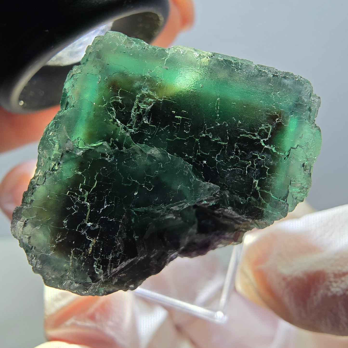 Klarer Phantom Fluorit Würfel parkettiert, grün Okorusu, Namibia 27*26*25mm