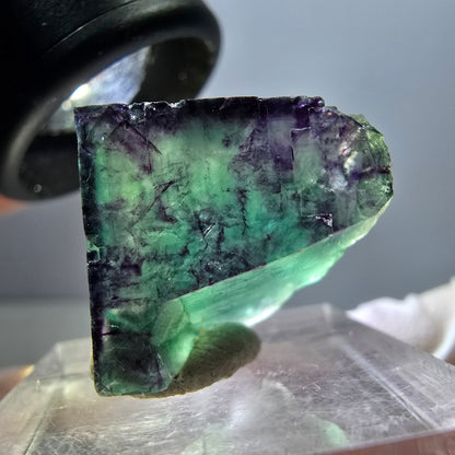 Klarer Phantom Fluorit Würfel, grün lila Okorusu, Namibia 19*18*11mm