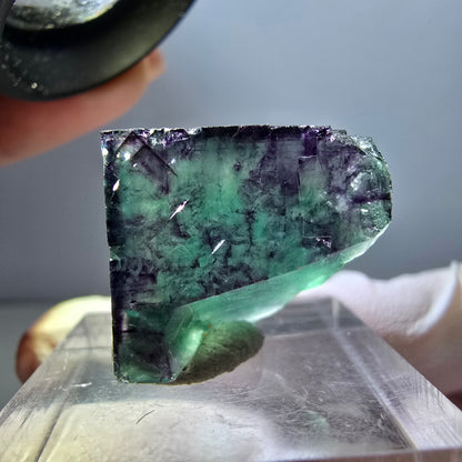 Klarer Phantom Fluorit Würfel, grün lila Okorusu, Namibia 19*18*11mm
