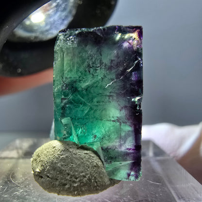 Klarer Phantom Fluorit Würfel, grün lila Okorusu, Namibia 19*18*11mm