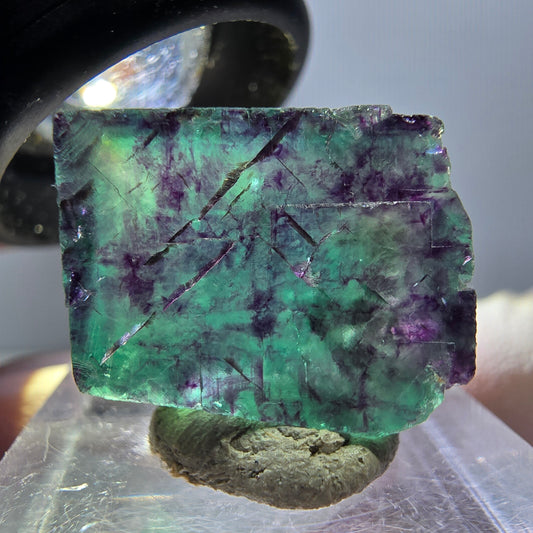 Klarer Phantom Fluorit Würfel, grün lila Okorusu, Namibia 19*17*11mm