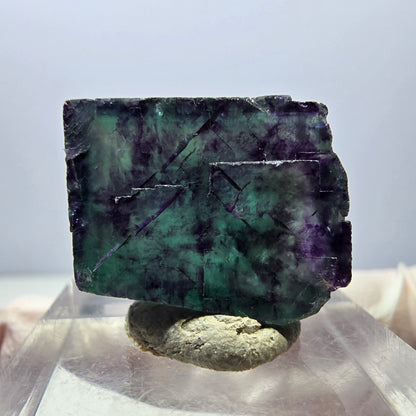 Klarer Phantom Fluorit Würfel, grün lila Okorusu, Namibia 19*17*11mm