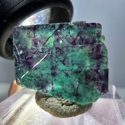 Klarer Phantom Fluorit Würfel, grün lila Okorusu, Namibia 19*17*11mm