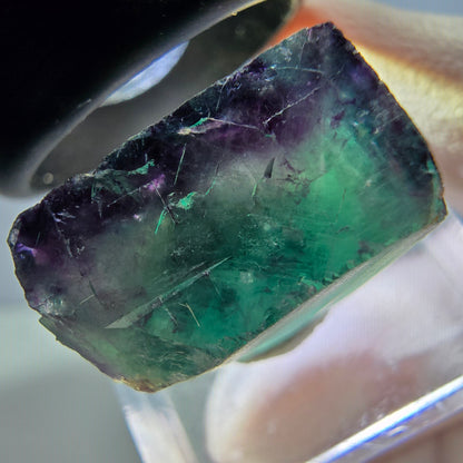 Klarer Phantom Fluorit Würfel, grün lila Okorusu, Namibia 19*17*11mm