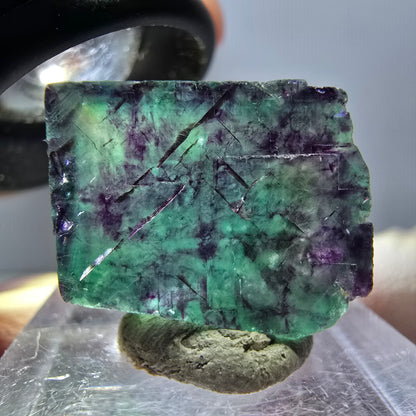 Klarer Phantom Fluorit Würfel, grün lila Okorusu, Namibia 19*17*11mm