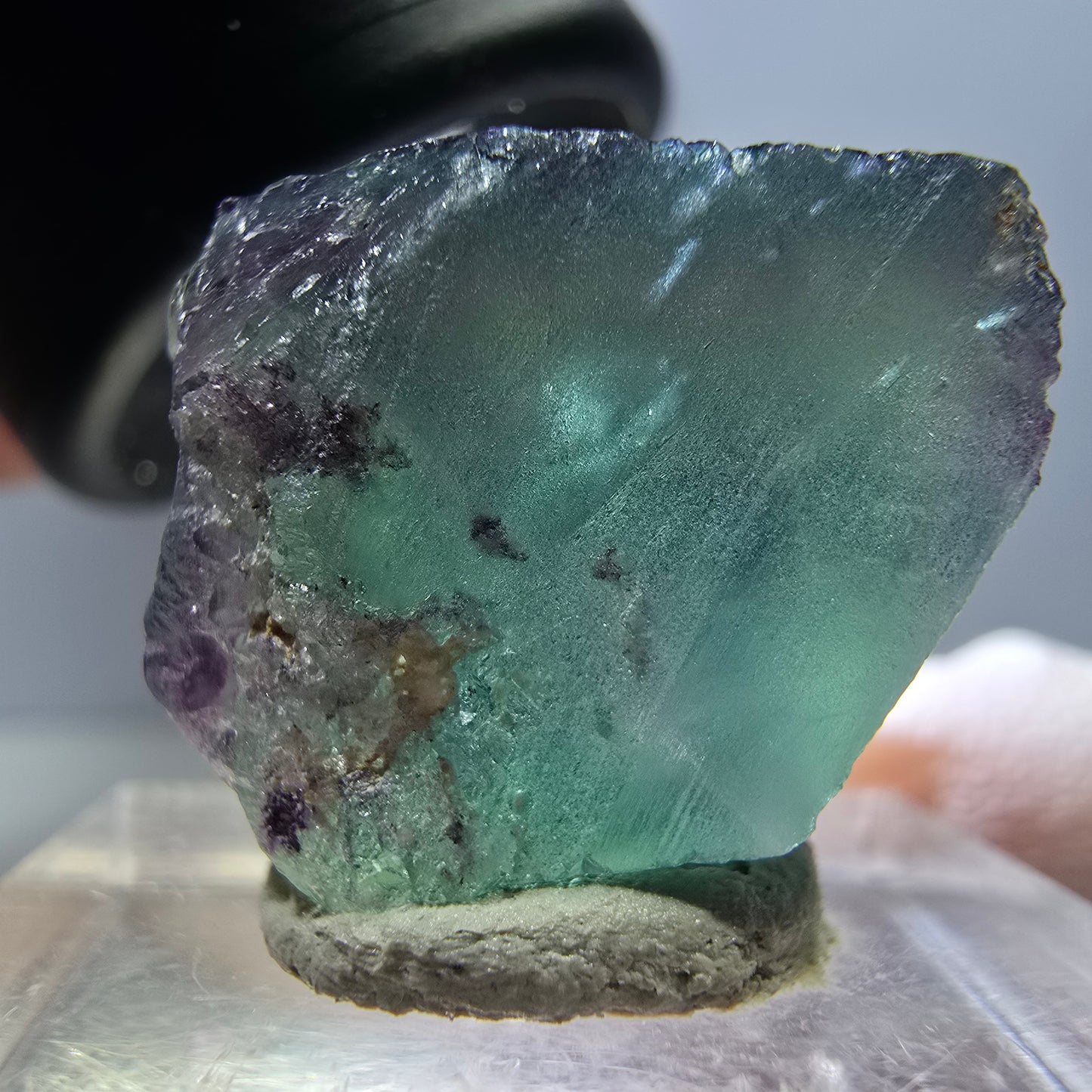 Klarer Phantom Fluorit Würfel, grün lila Okorusu, Namibia 19*17*11mm