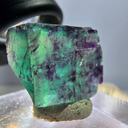 Klarer Phantom Fluorit Würfel, grün lila Okorusu, Namibia 19*17*11mm