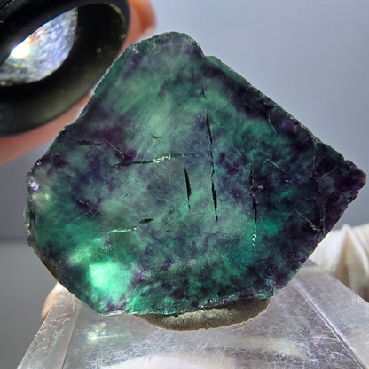 Klarer Phantom Fluorit Würfel, grün lila Okorusu, Namibia 24*23*13mm