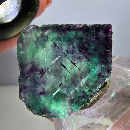 Klarer Phantom Fluorit Würfel, grün lila Okorusu, Namibia 24*23*13mm