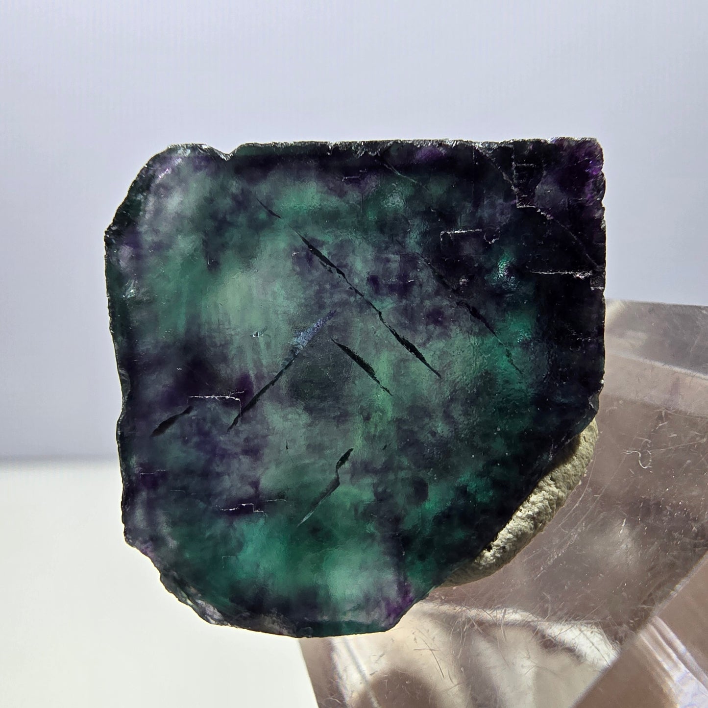 Klarer Phantom Fluorit Würfel, grün lila Okorusu, Namibia 24*23*13mm