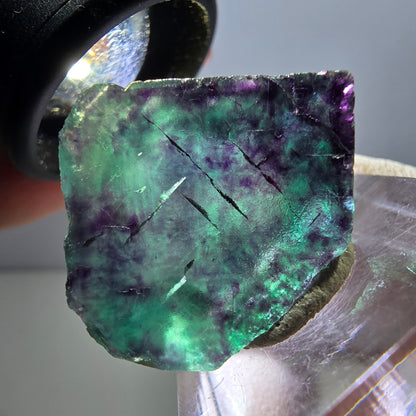 Klarer Phantom Fluorit Würfel, grün lila Okorusu, Namibia 24*23*13mm