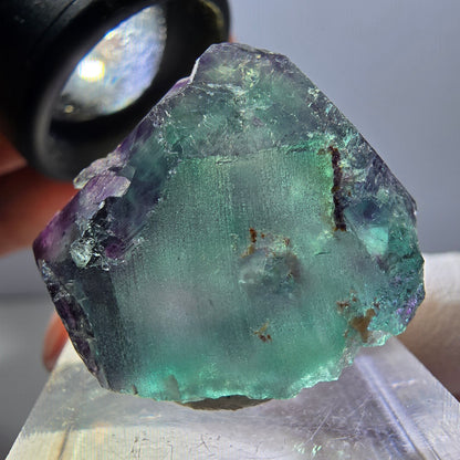 Klarer Phantom Fluorit Würfel, grün lila Okorusu, Namibia 24*23*13mm