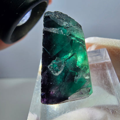 Klarer Phantom Fluorit Würfel, grün lila Okorusu, Namibia 24*23*13mm