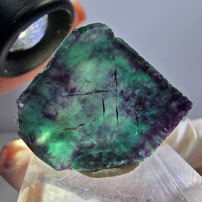 Klarer Phantom Fluorit Würfel, grün lila Okorusu, Namibia 24*23*13mm