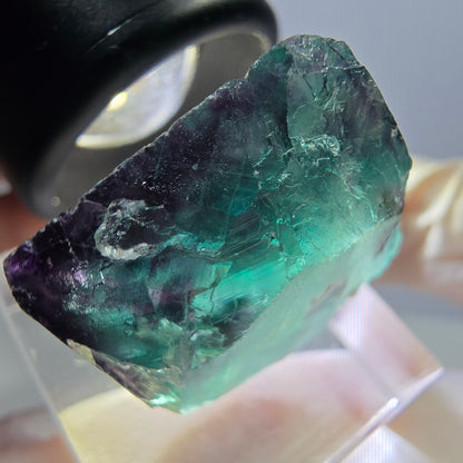Klarer Phantom Fluorit Würfel, grün lila Okorusu, Namibia 24*23*13mm