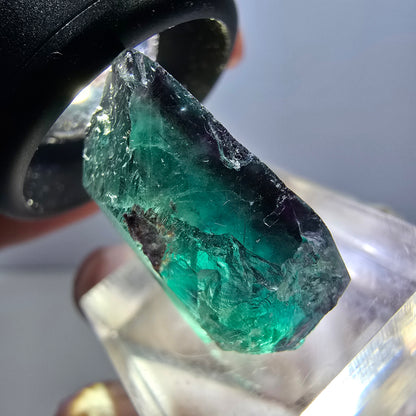 Klarer Phantom Fluorit Würfel, grün lila Okorusu, Namibia 24*23*13mm