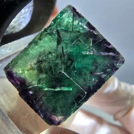Klarer Phantom Fluorit Würfel, grün lila Okorusu, Namibia 19*18*15mm