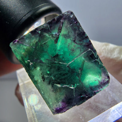Klarer Phantom Fluorit Würfel, grün lila Okorusu, Namibia 19*18*15mm