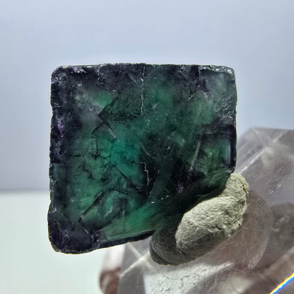 Klarer Phantom Fluorit Würfel, grün lila Okorusu, Namibia 19*18*15mm