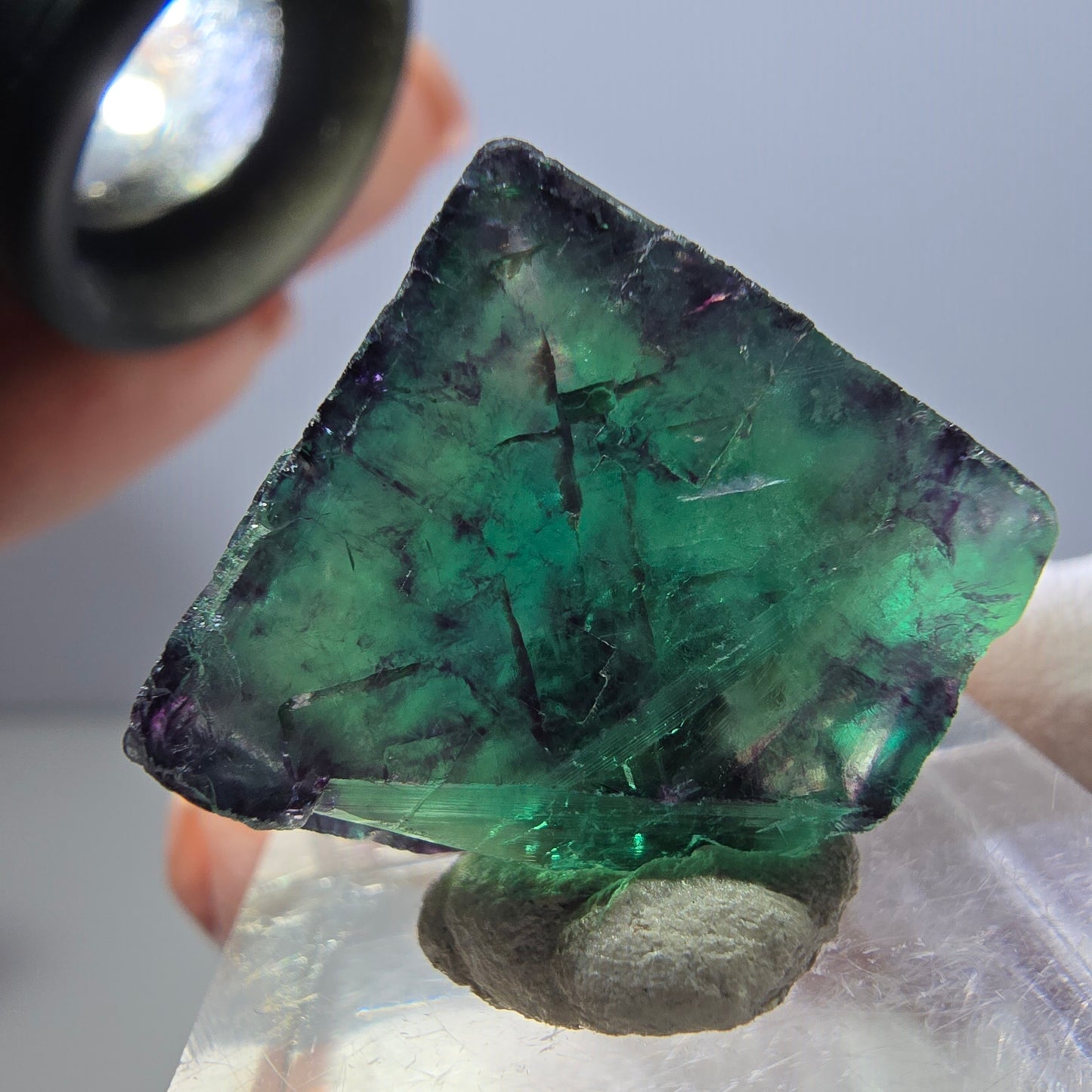 Klarer Phantom Fluorit Würfel, grün lila Okorusu, Namibia 19*18*15mm