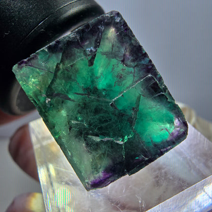 Klarer Phantom Fluorit Würfel, grün lila Okorusu, Namibia 19*18*15mm