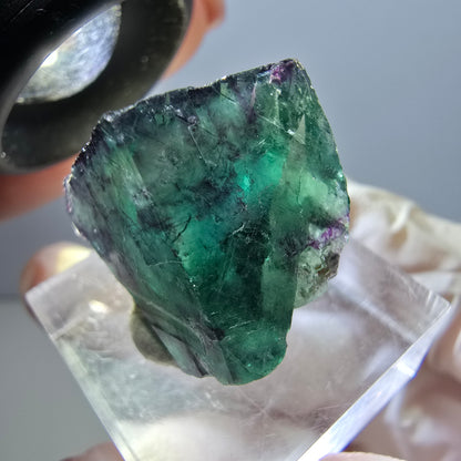 Klarer Phantom Fluorit Würfel, grün lila Okorusu, Namibia 19*18*15mm