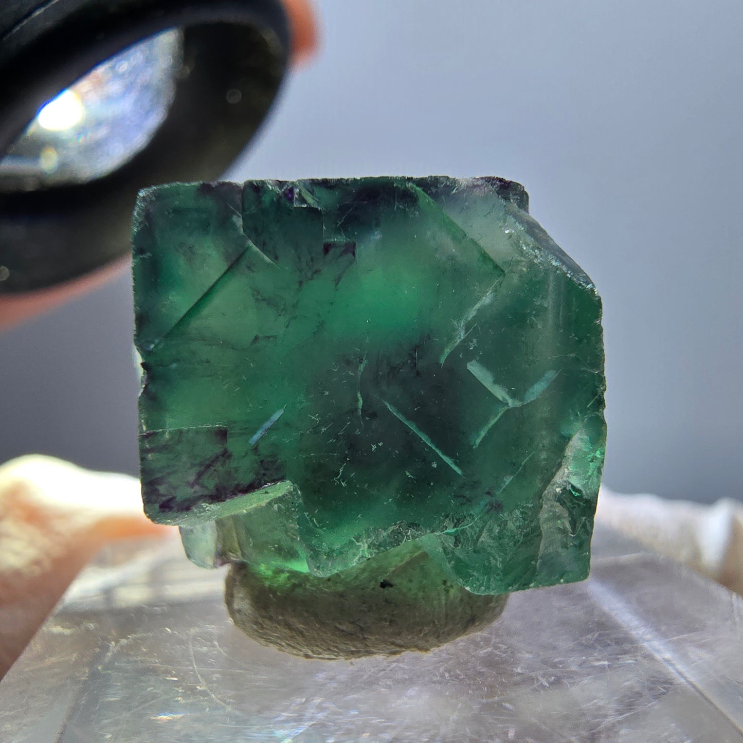 Clear Phantom Fluorite Cube, green purple Okorusu, Namibia 19*17*14mm 