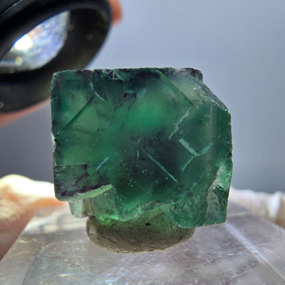 Clear Phantom Fluorite Cube, green purple Okorusu, Namibia 19*17*14mm 