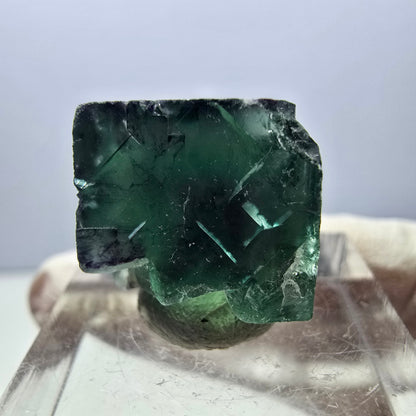 Clear Phantom Fluorite Cube, green purple Okorusu, Namibia 19*17*14mm 