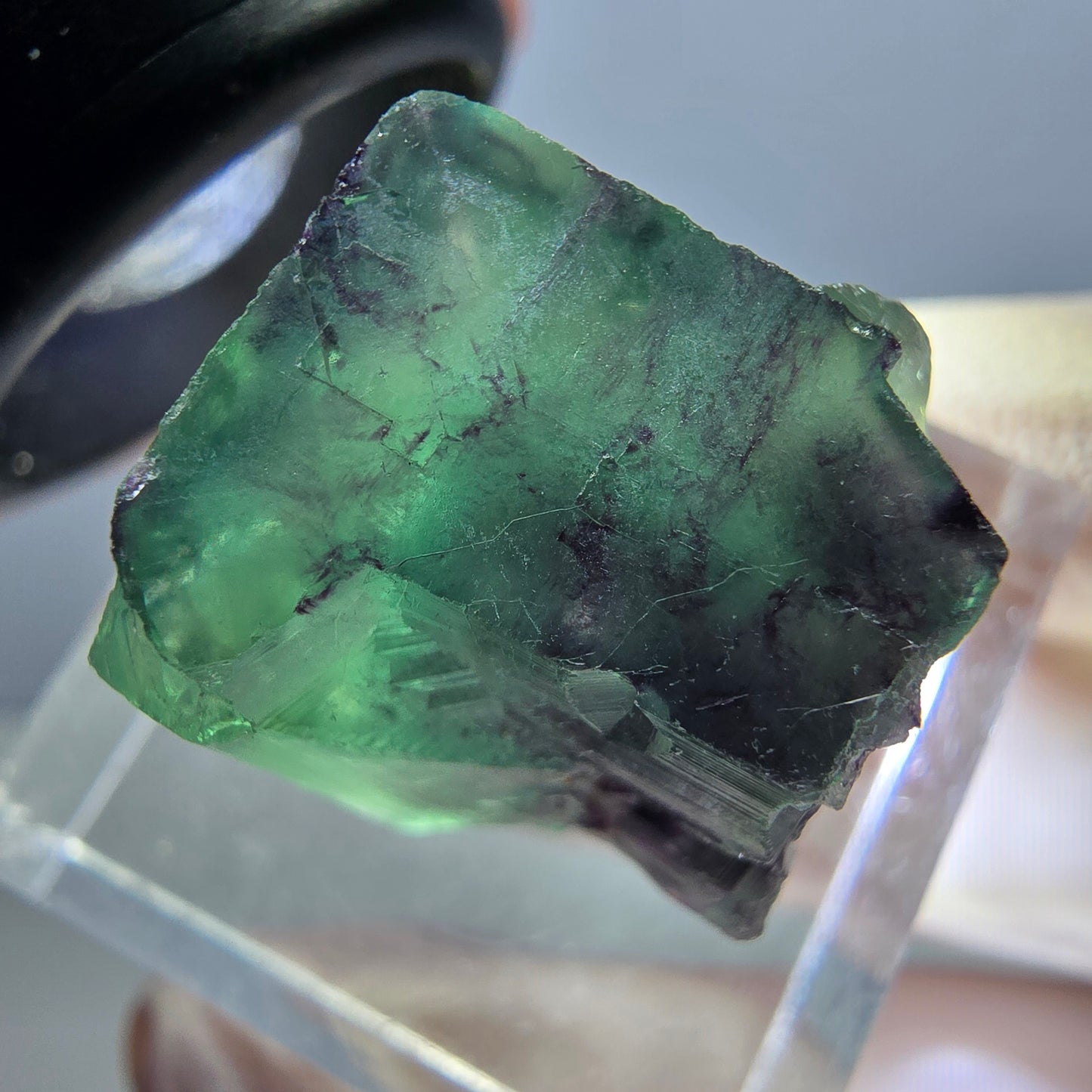 Clear Phantom Fluorite Cube, green purple Okorusu, Namibia 19*17*14mm 