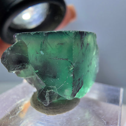 Clear Phantom Fluorite Cube, green purple Okorusu, Namibia 19*17*14mm 