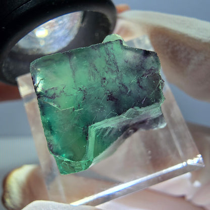 Clear Phantom Fluorite Cube, green purple Okorusu, Namibia 19*17*14mm 