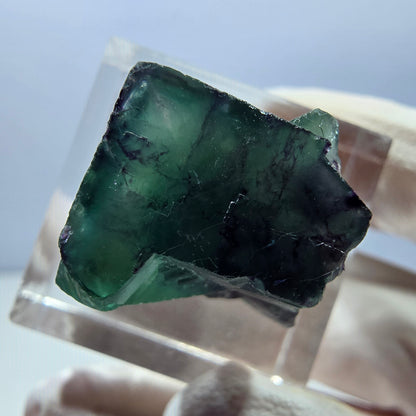 Clear Phantom Fluorite Cube, green purple Okorusu, Namibia 19*17*14mm 