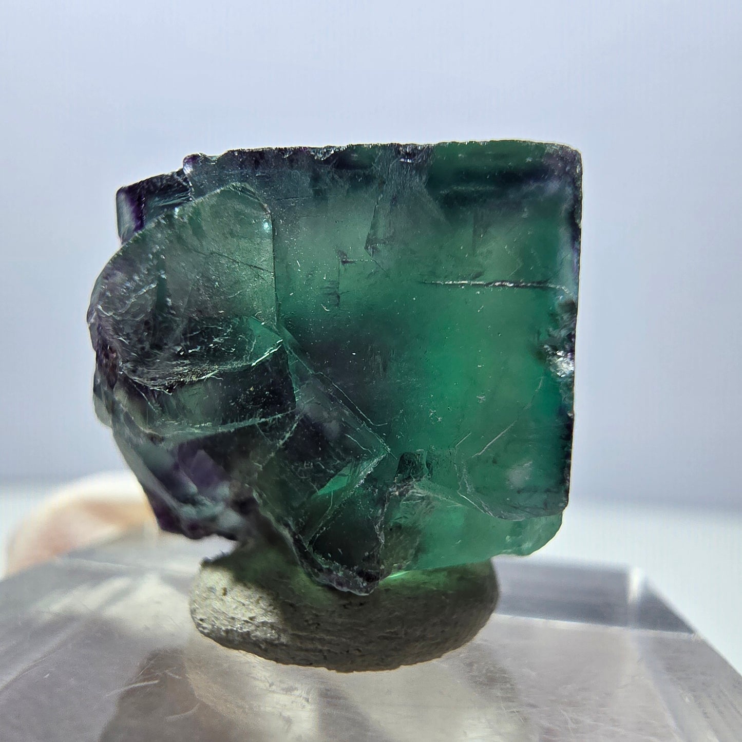 Clear Phantom Fluorite Cube, green purple Okorusu, Namibia 19*17*14mm 