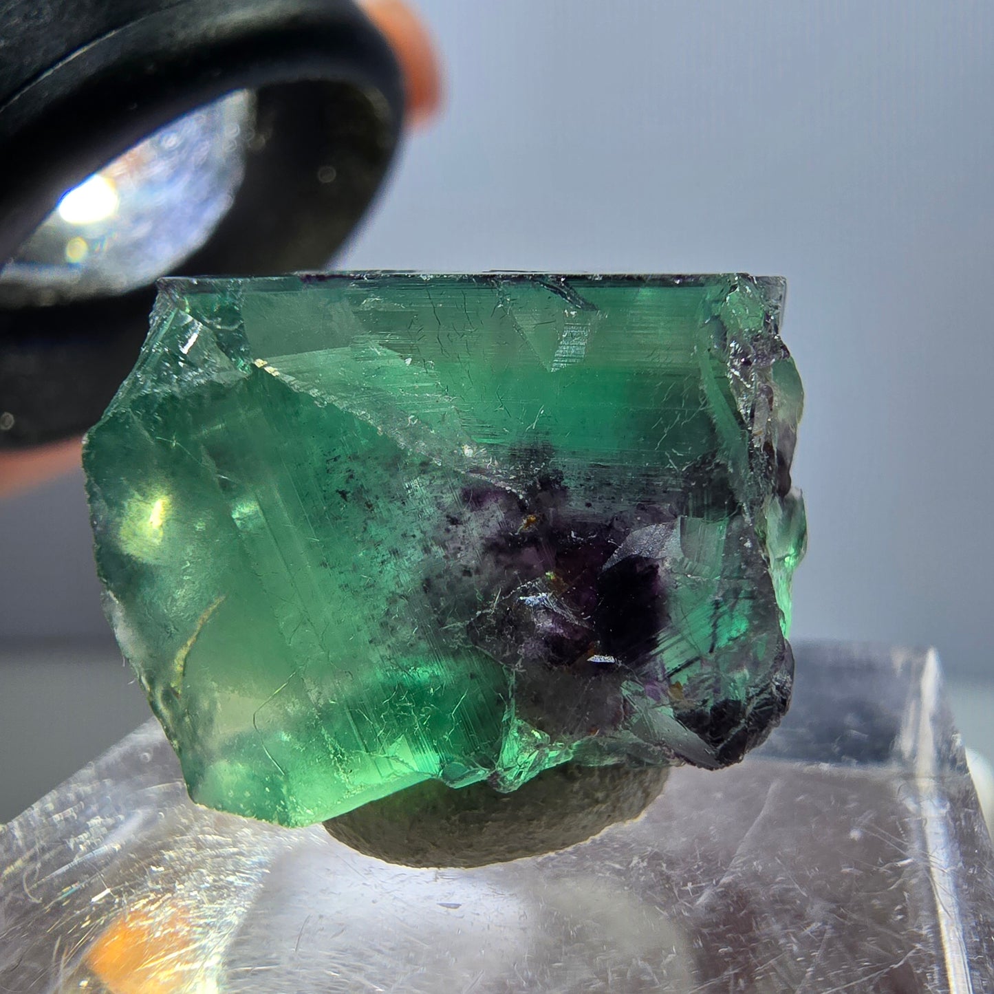 Clear Phantom Fluorite Cube, green purple Okorusu, Namibia 19*17*14mm 