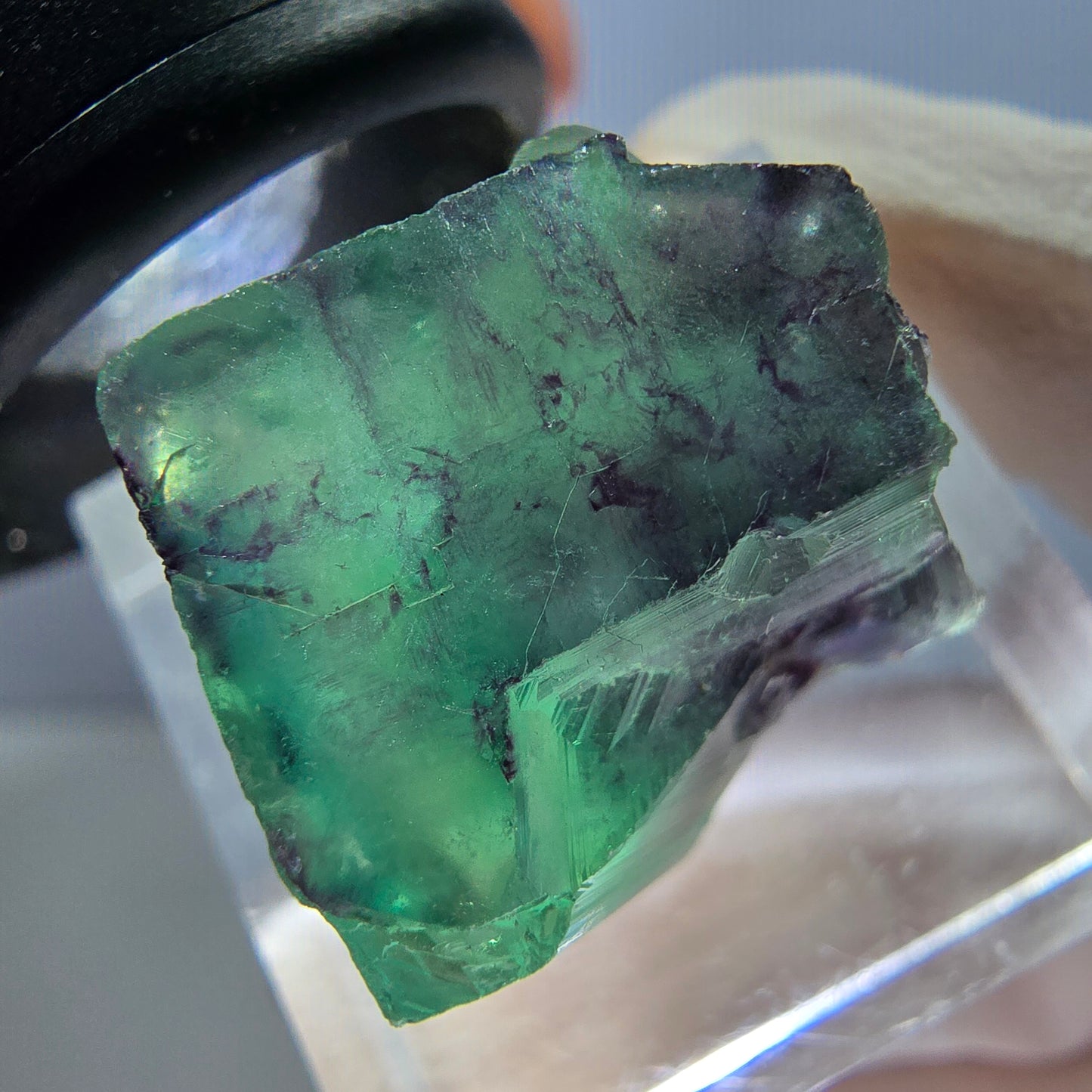 Clear Phantom Fluorite Cube, green purple Okorusu, Namibia 19*17*14mm 