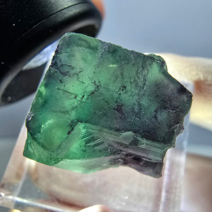 Clear Phantom Fluorite Cube, green purple Okorusu, Namibia 19*17*14mm 