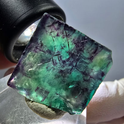 Klarer Phantom Fluorit Würfel, grün lila Okorusu, Namibia 21*21*13mm