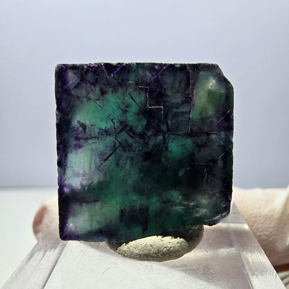 Klarer Phantom Fluorit Würfel, grün lila Okorusu, Namibia 21*21*13mm