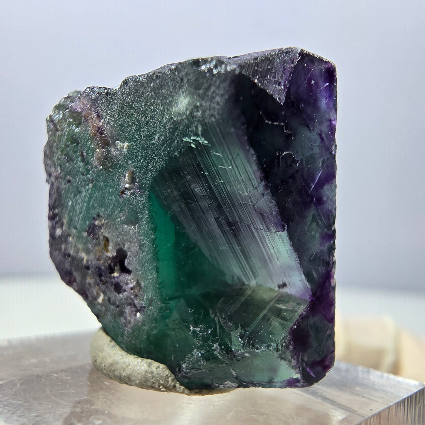 Klarer Phantom Fluorit Würfel, grün lila Okorusu, Namibia 21*21*13mm