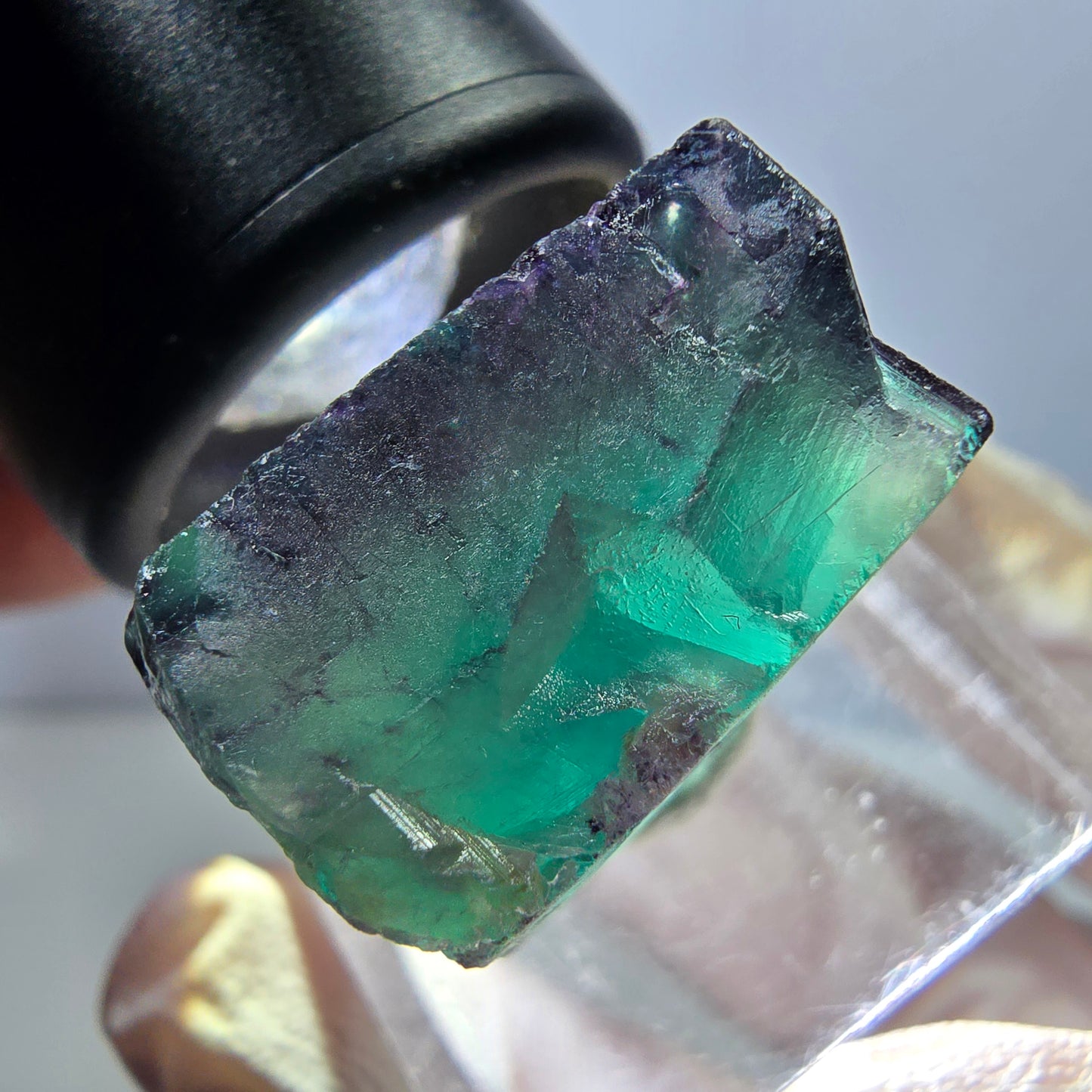 Klarer Phantom Fluorit Würfel, grün lila Okorusu, Namibia 21*21*13mm